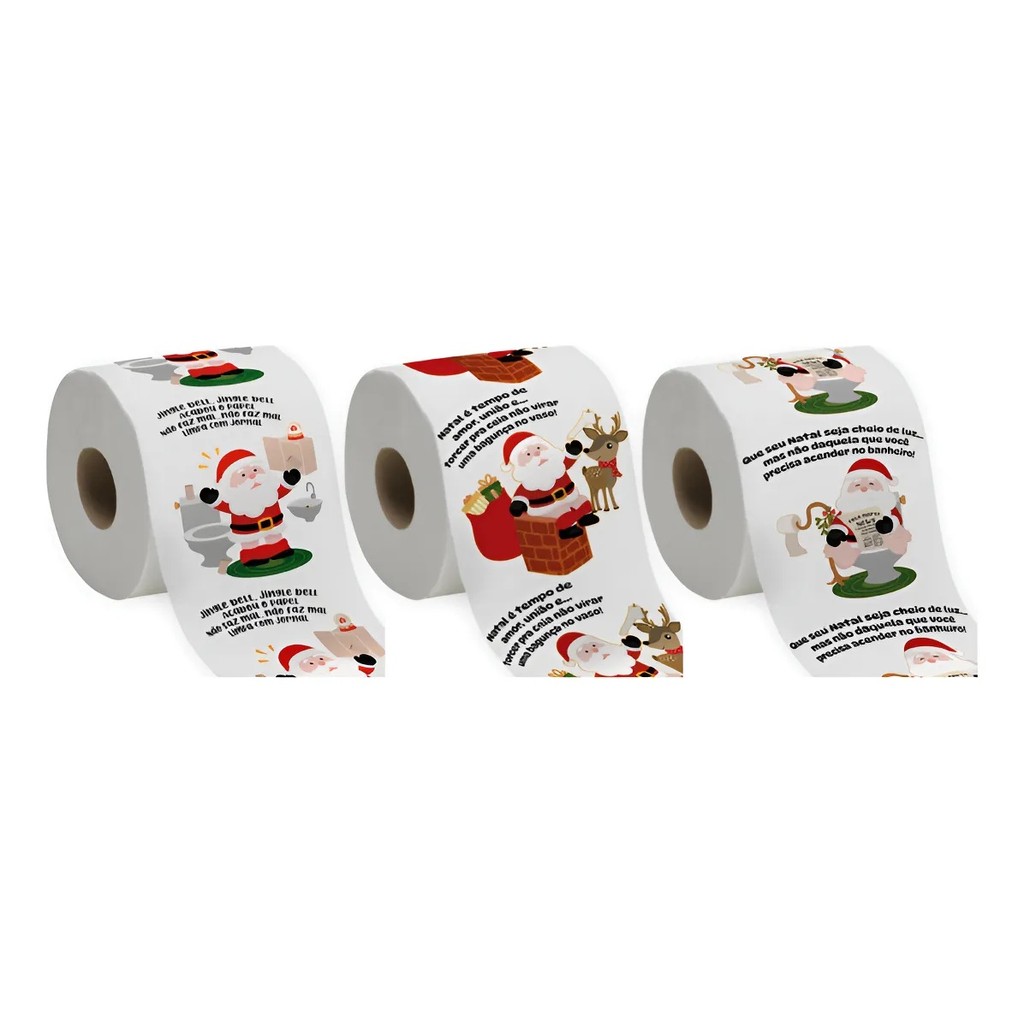 Kit 2 Papel Higiênico Papai Noel Decorativo Sonhos Natalinos