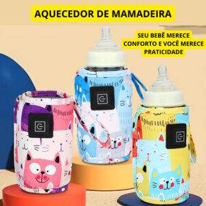 Aquecedor Gatinho Portátil USB: Leite Quentinho Rápido e Seguro