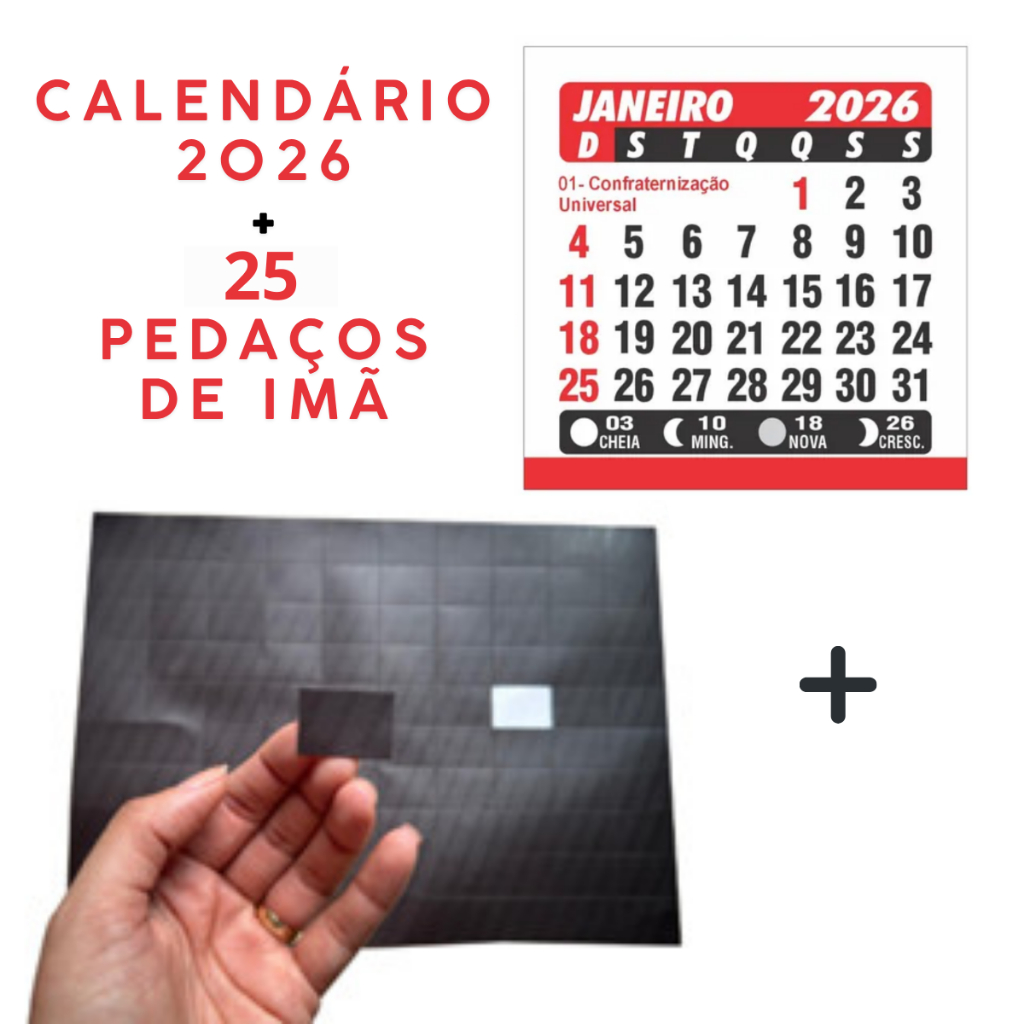 25 / 50 / 100  Mini Calendario 2027 + Manta De Imã Imantada Destacada