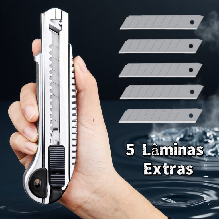 Estilete De Metal Profissional 18mm + 5 Lâminas E