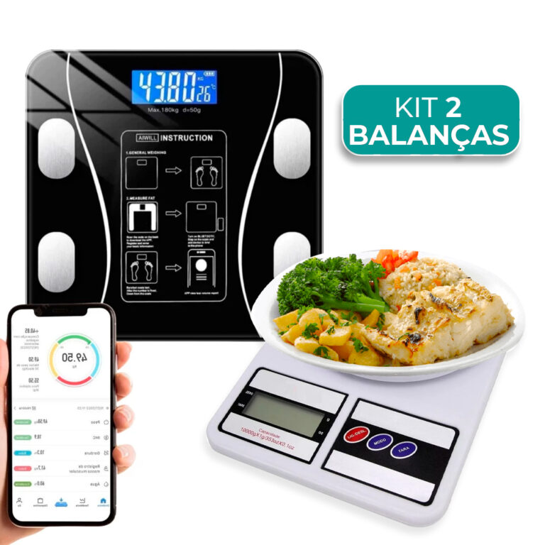 Kit 2 Balanças Digital Cozinha e Bioimpedância P