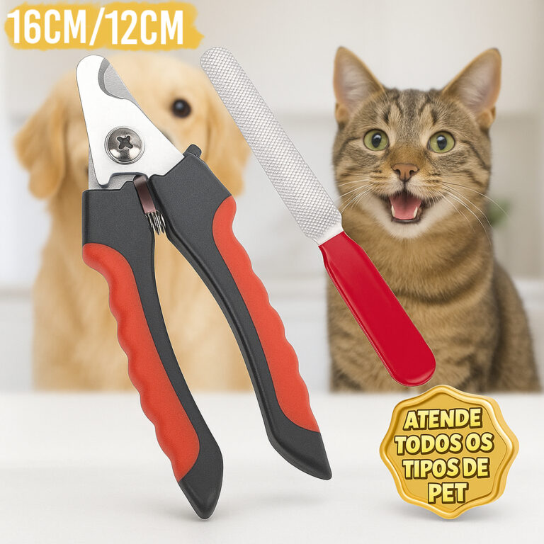 Kit Alicate Cortador De Unha e Lixa Para Cães e G