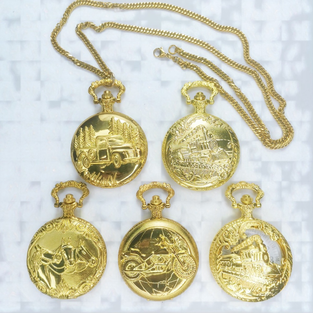 Ouro/prata vintage retrô luxo unissex colar relógio de bolso modelo exclusivo envio aleatório