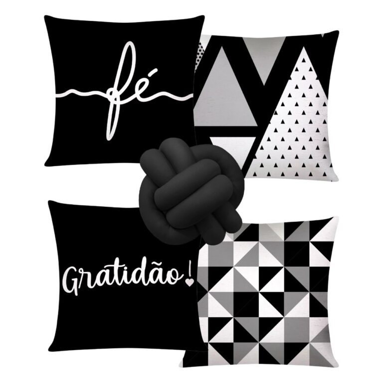 Kit 4 Almofadas Cheias Decorativas + 1 Almofada De