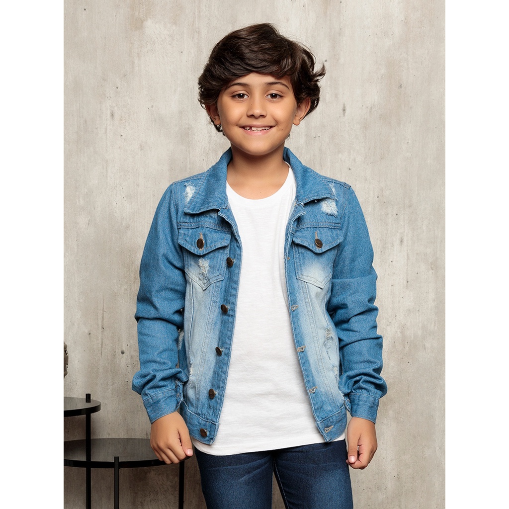 Jaqueta Jeans Para Meninos Infantil Masculino Todas as Ocasiões Coleção Premium Comfort
