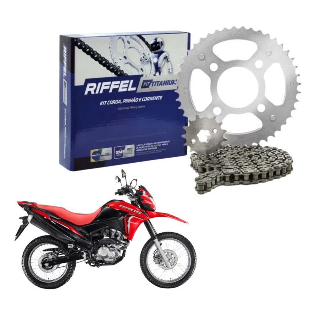 Kit Relação Tração Transmissão Nxr 160 Bros Xre 190 2016 2017 2018 2019 2020 A 2025 Original Riffel