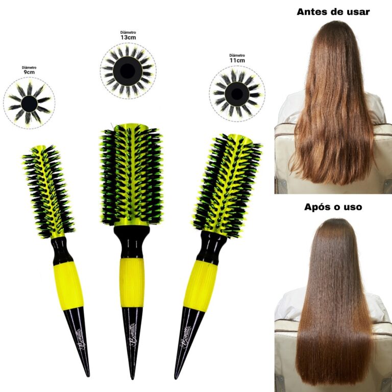Kit 3 pc Escovas Profissionais De Cabelo Cerdas