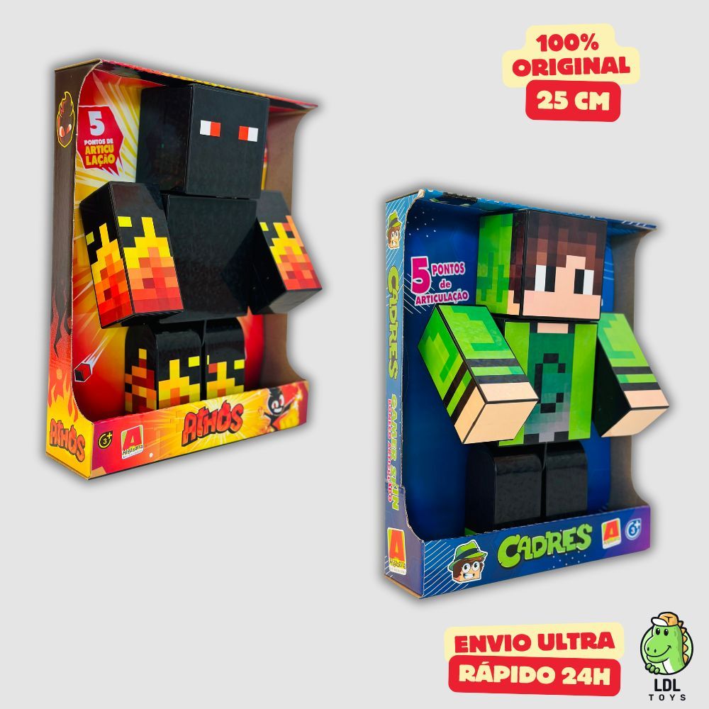 Kit 2 Bonecos Athos + Cadres Gamer Articulado Youtuber 25cm – Algazarra
