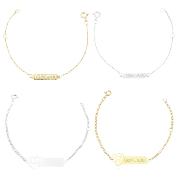 Pulseira Infantil Feminina Personalizada Banhada a