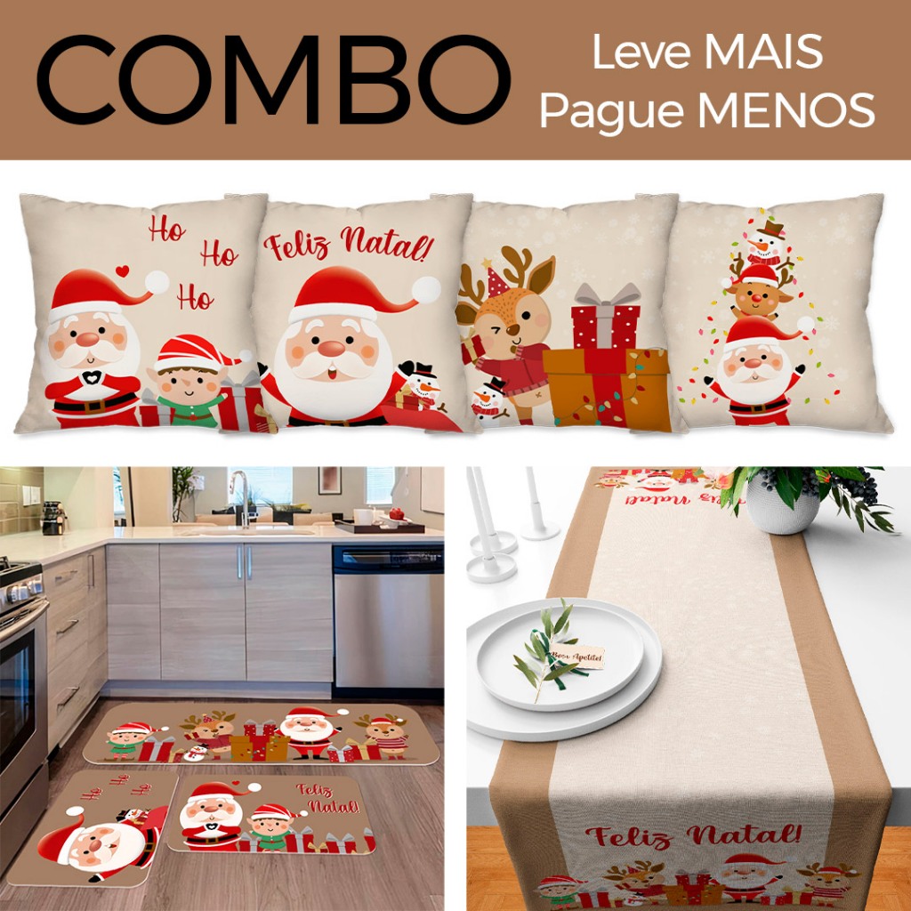 COMBO PÁSCOA: Kit com 4 Capas para Almofadas + Kit com 3 Tapetes para Cozinha + Trilho de Mesa 01