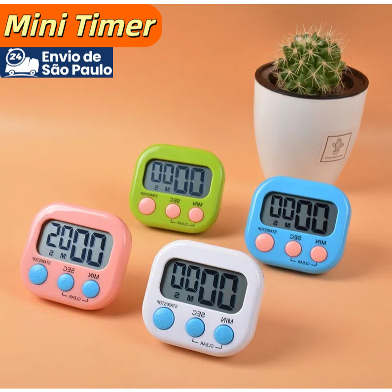 Mini Timer Temporizador de Cozinha com Ímã de Geladeira Números Grandes Temporizador de Movimento