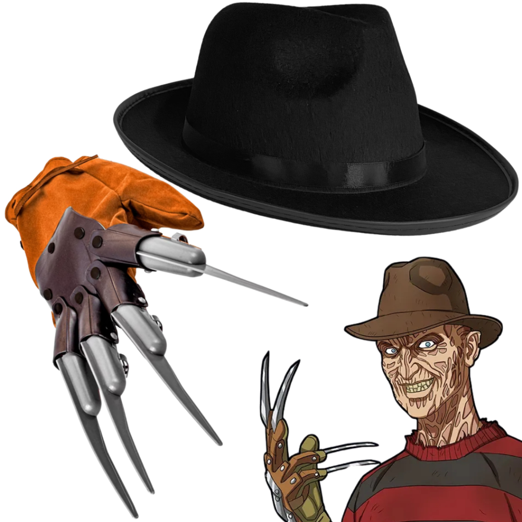 Fantasia Freddy krueger Chapéu e Luva Garra Hora Do Pesadelo Halloween