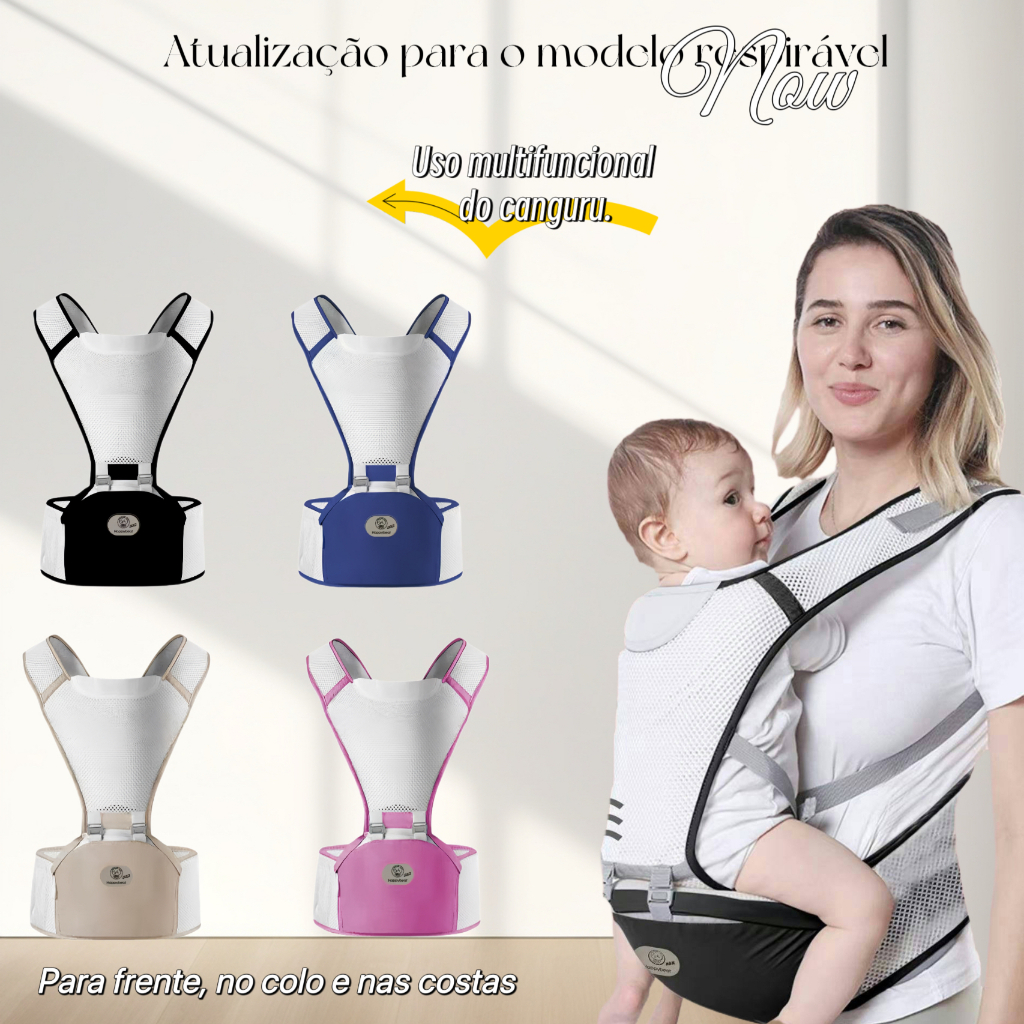 Canguru Para Bebe 0-3 Anos Ergonômico 3 Em 1 Estilo Canguru Frontal Infantil Hipseat