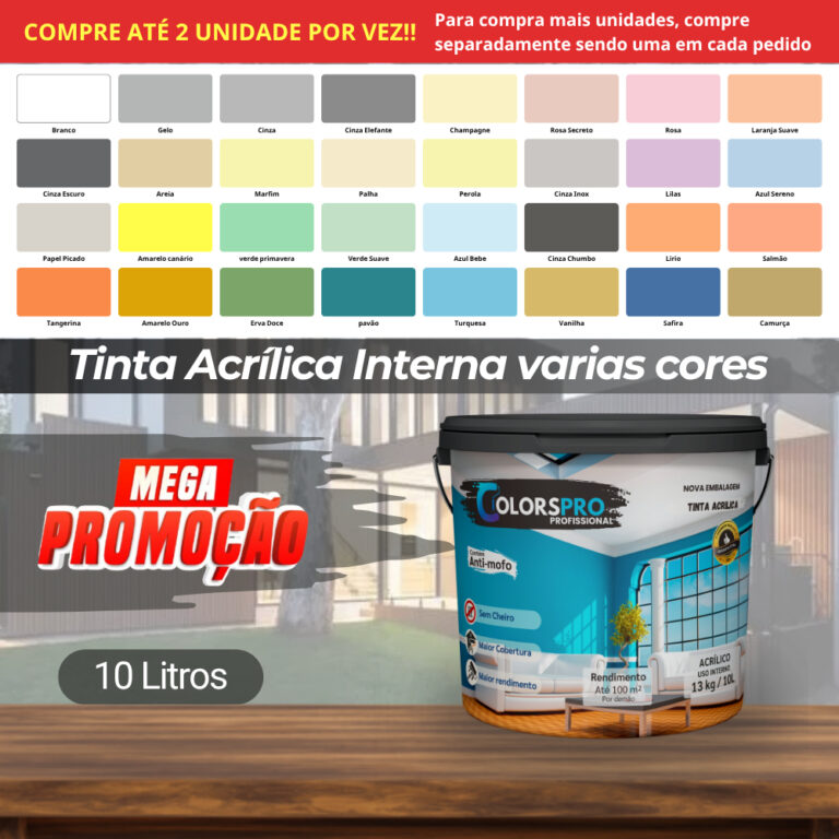 Tinta acrílica 10 litros ColorsPro, Sem cheiro e 