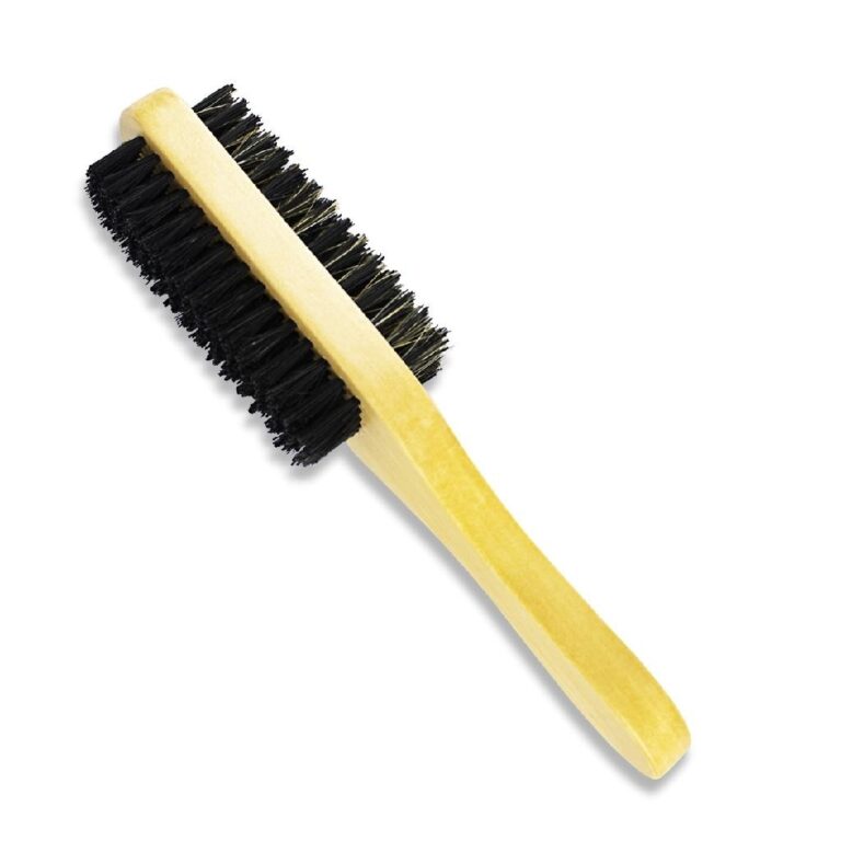 Escova Barbeiro Dois Lados Cabo Madeira Cabelo Bar