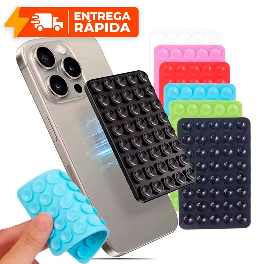Suporte De Silicone Com Ventosa Para Celular Duplas Ventosas