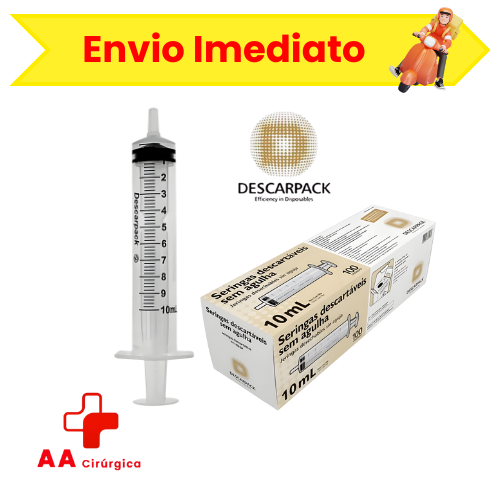 Seringa 10ml Luer Slip Sem Agulha 100 Unidades 