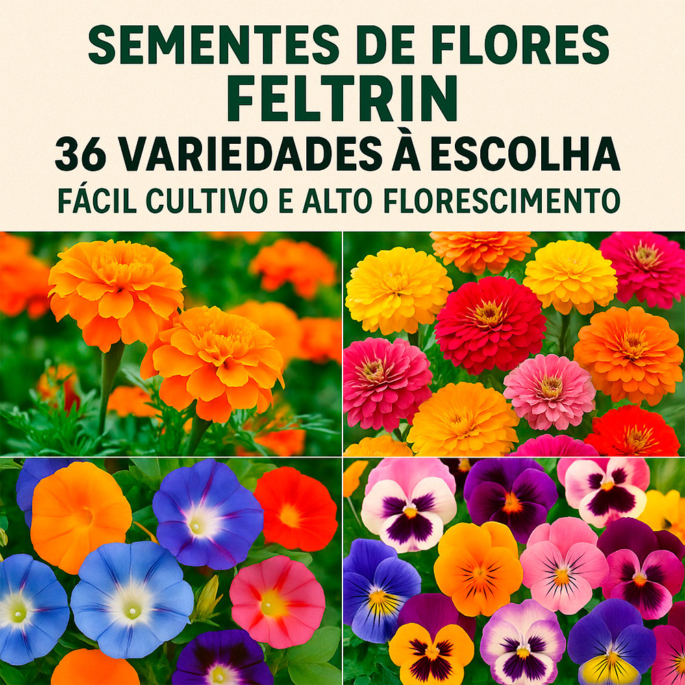 Sementes de Flores Feltrin  36 Variedades à Escolha | Fácil Cultivo e Alto Florescimento