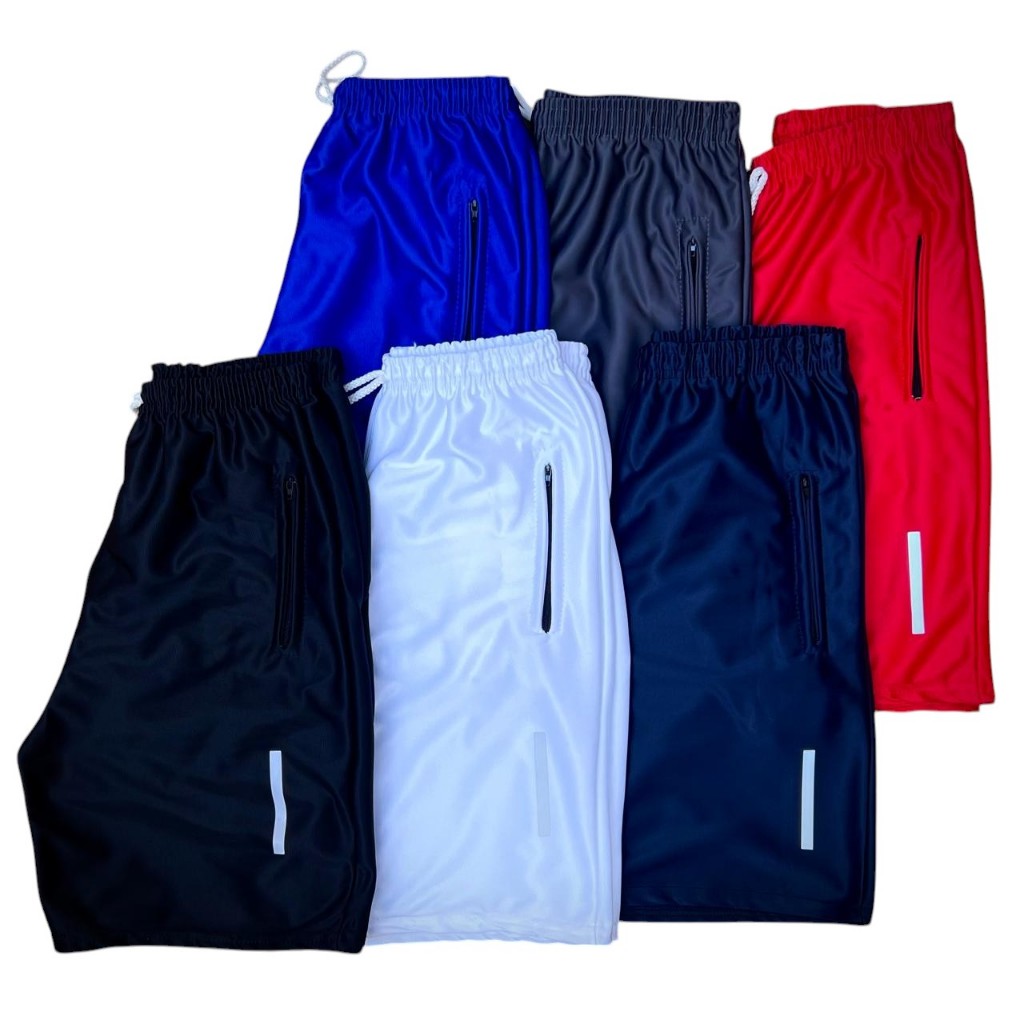 Kit 06 Bermudas Masculinas Básicas – DryFit – Malha Leve e Confortável – Pronta Entrega