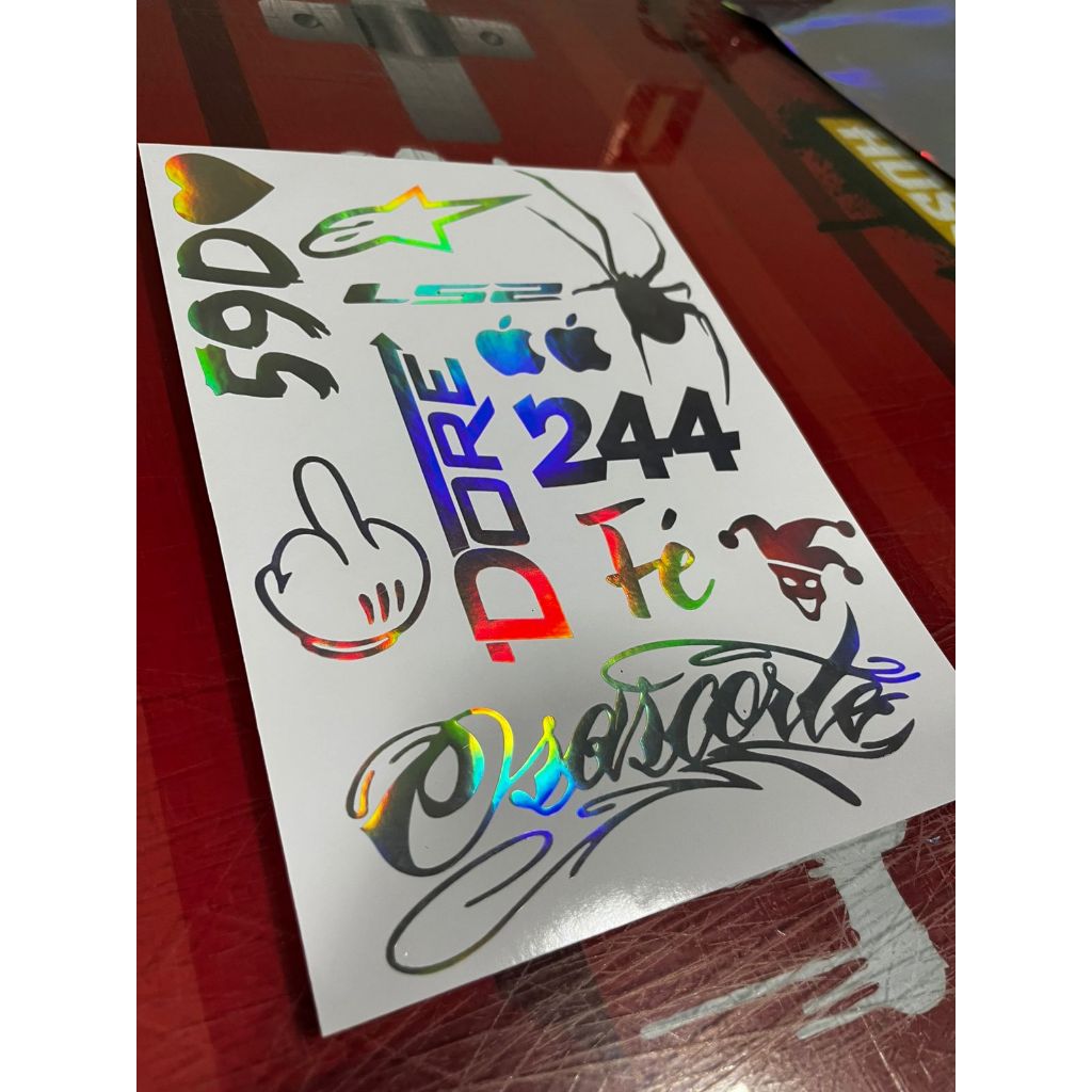Adesivo Holográfico LS2 Osascorte  Fé Aranha Dore 59D 244 Moto Carro – kit 12 adesivos