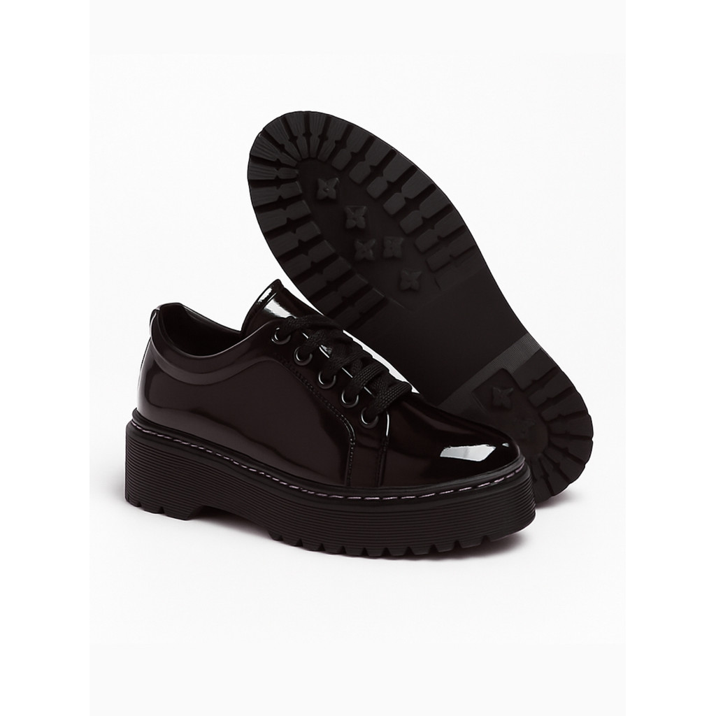 Sapato Feminino Oxford Verniz Plataforma Blogueira Mocassim Feminino