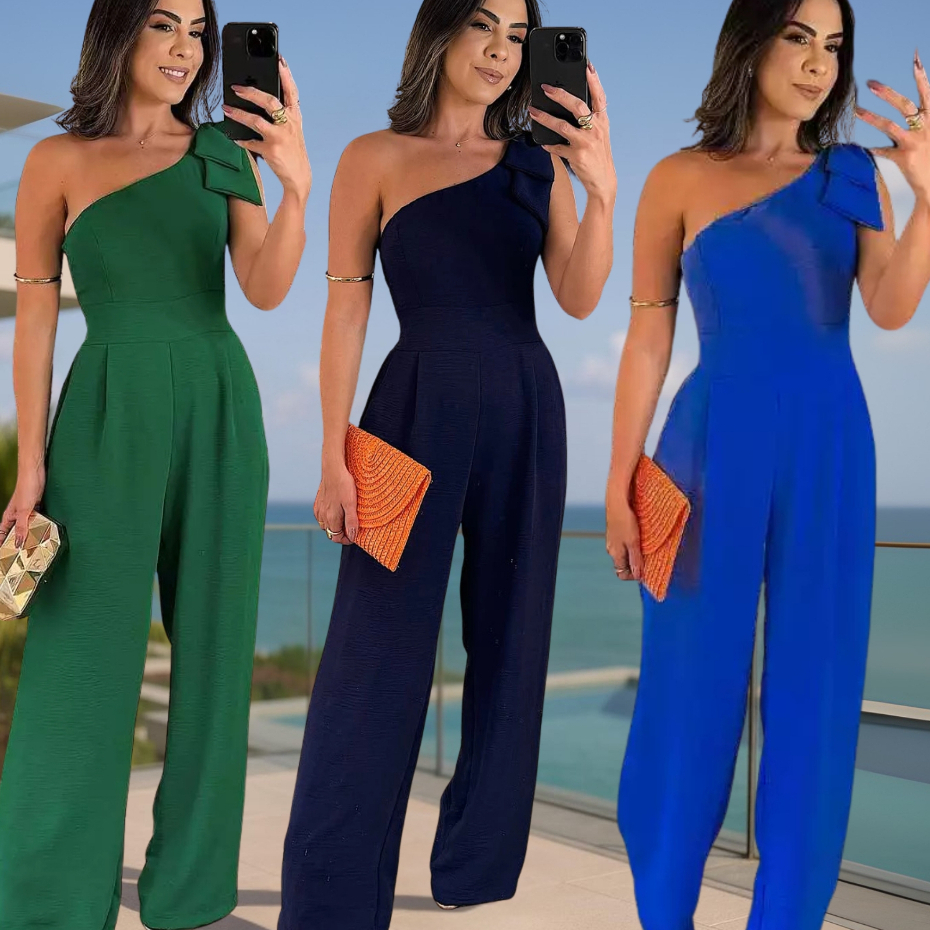 Macacão Feminino de Festa com Bojo | Forro, Laço no Ombro | Elegante e Sofisticado