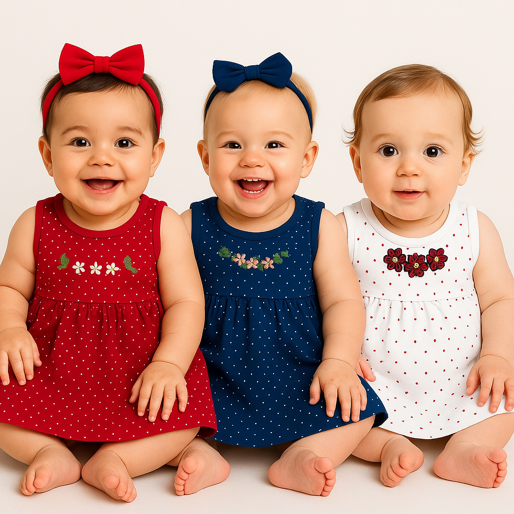 Kit 3 Vestidos Infantil Bebê Menina Básico Super Confortável Lançamento