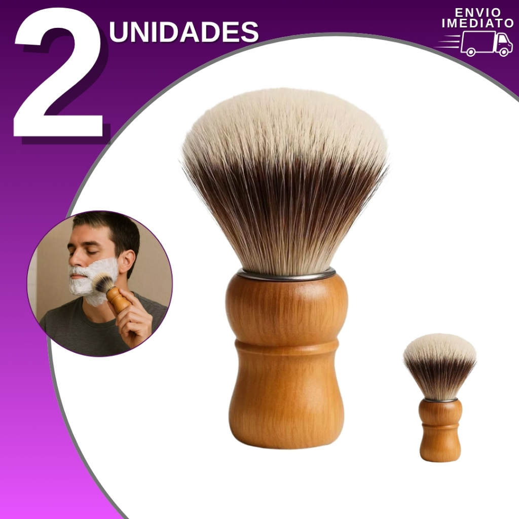Pincel Para Barbearia Profissional De Madeira Com Cerdas Macias Para Barbearia