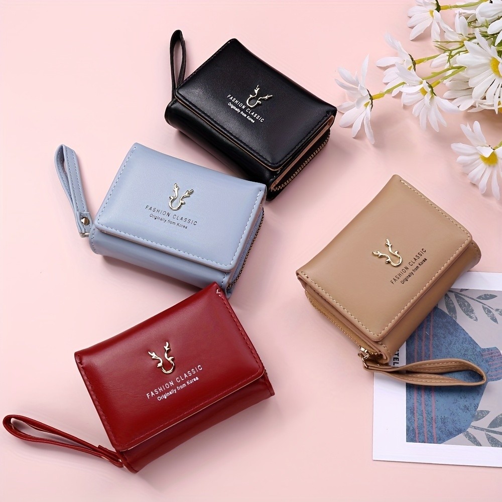 Carteira Curta Trifold Minimalista Feminina,Bolsa De Moedas Versátil,Porta-cartões De Crédito Rajork