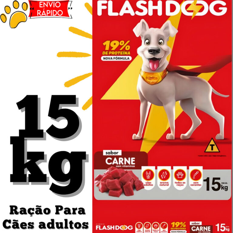 FlashDog 15kg Ração sabor carne para cães adult
