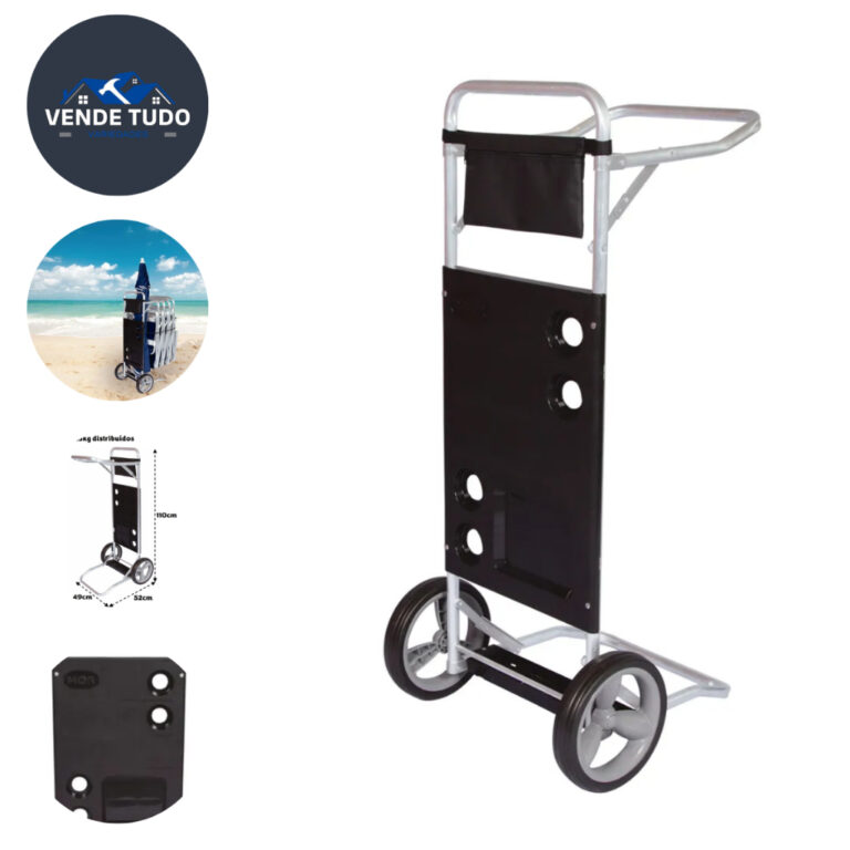 Carrinho Mesa De Praia Preto Alumínio Mor