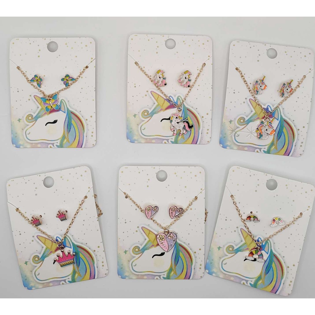 KIT 4  CARTELA DE Colar +Brinco Conjunto Infantil Criança Menina Bijuteria Ideal Para Revenda Lembra