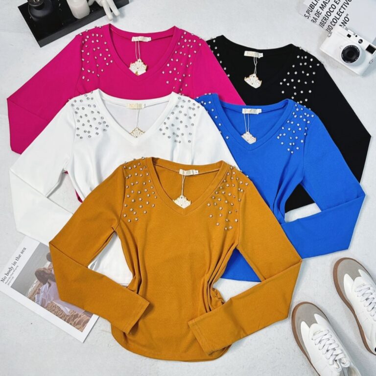 Blusa Manga Longa com Apliques nos Ombros 11107