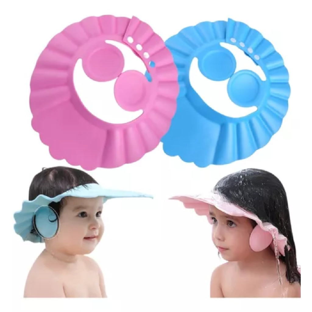 Chapeu Touca De Banho Protege olhos e Ouvidos De Criancas Facil De Ajustar