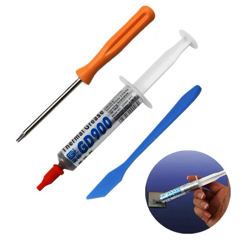 Kit Chave Torx T8 Com Furo + Pasta Térmica Prata GD900 + Espátula – PC CPU GPU Playstation Xbox
