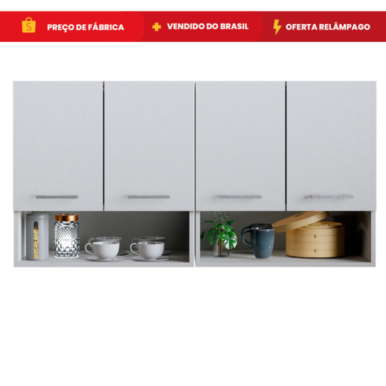 Armário Aéreo Multiuso Cozinha Lavanderia 4 Port