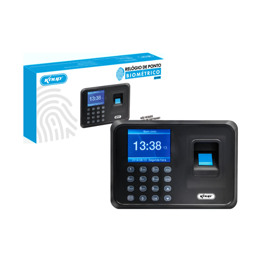 Relógio de Ponto Biométrico Bivolt KP-1028 USB Tela LCD 2,4 Polegadas