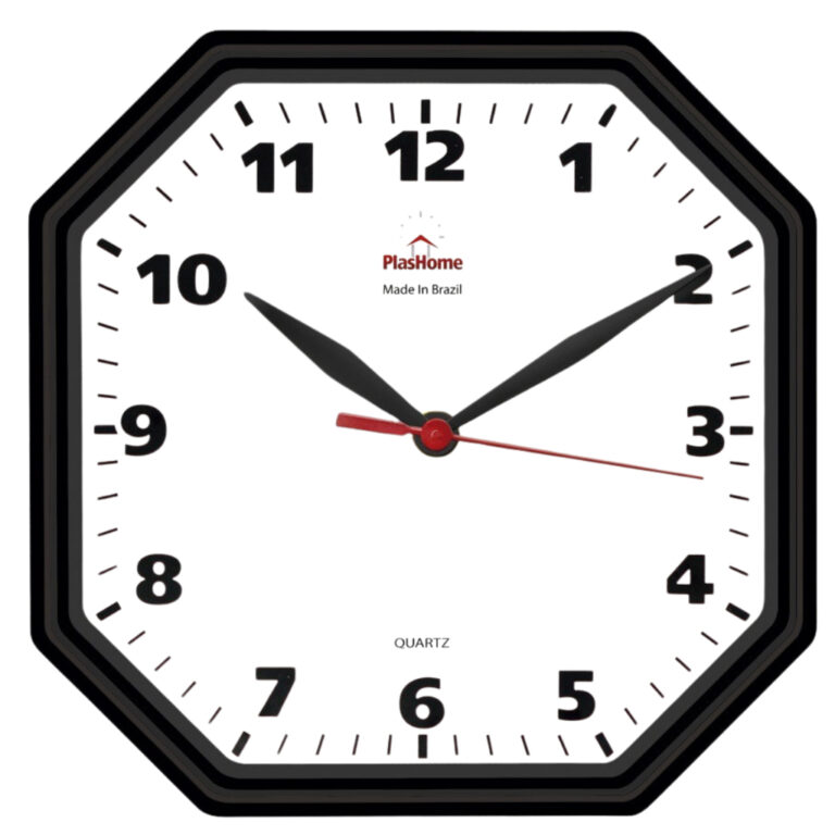 Relógio de Parede Gama Preto Clássico Oitavado P