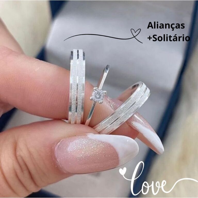 Par De Aliança Com Solitário Namoro Compromisso 