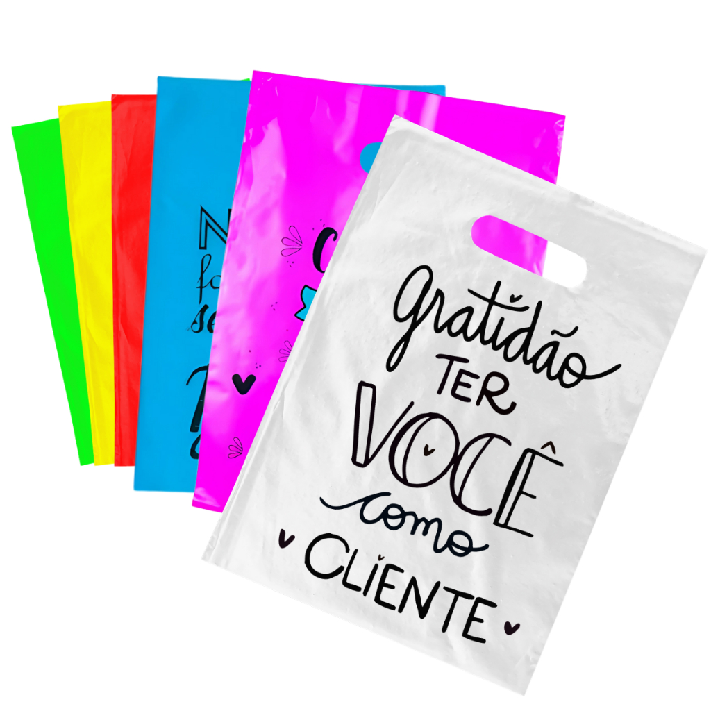 Sacola Boca de Palhaço 30×40 C/100 unidades Frases Personalizadas
