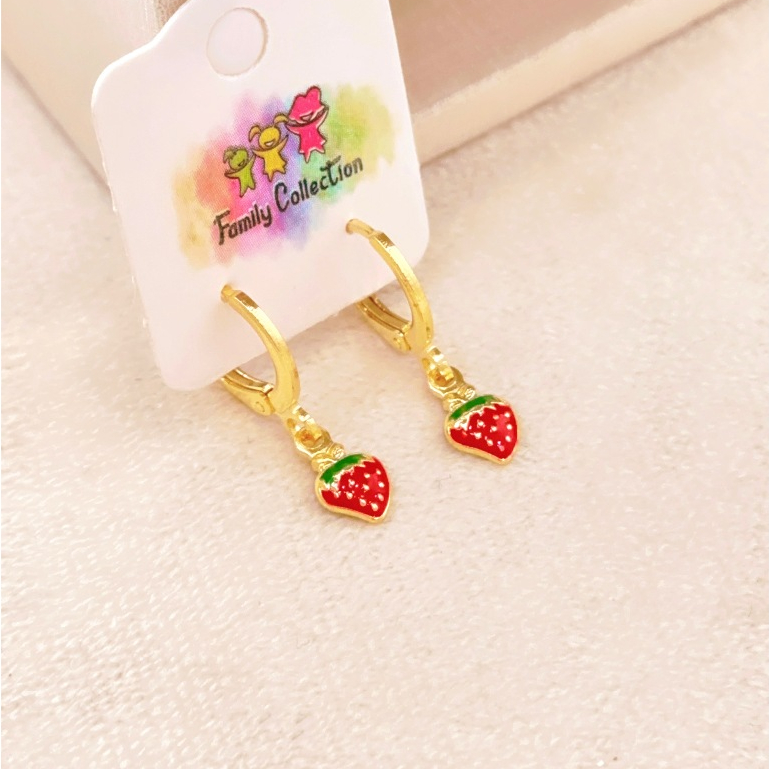 Brinco Infantil Argolinha com Morango ou Cereja Fo