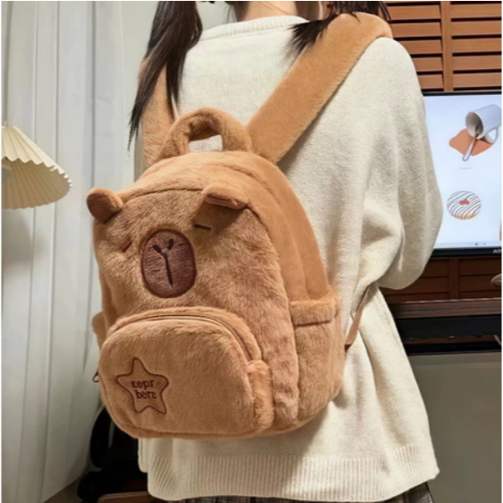 Mochila De Capivara com Formato de Pelúcia Fofa e