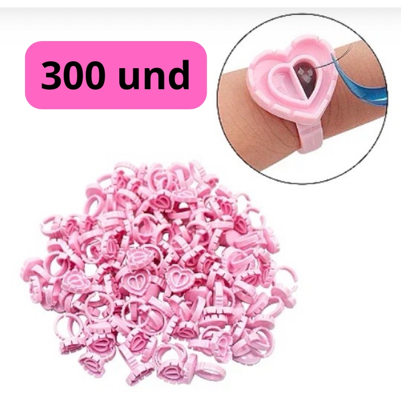 KIT 300 Unidades Anel Batoque Descartável Com Divisória  Alongamento de Cílios Lash Aplicação Henna