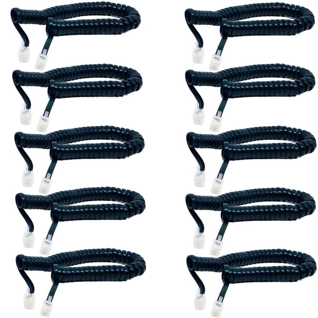 Kit 10 Cabo Fio Telefone Espiral 4 Vias 2 Metros