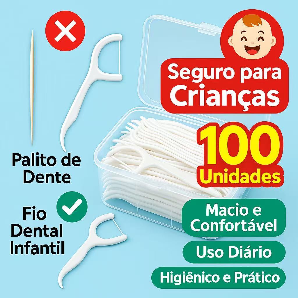 Fio Dental Infantil | Arco Ultra Fino, Higiênico e Fácil de Usar  Crianças e Adultos
