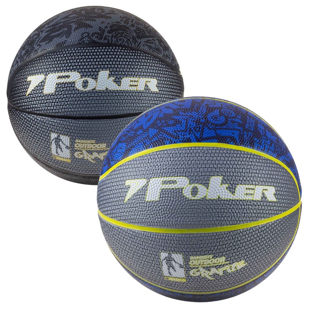 Bola de Basquete Grafite N°7 OFICIAL Poker – Para Basquete de RUA em quadra externa e areas abertas