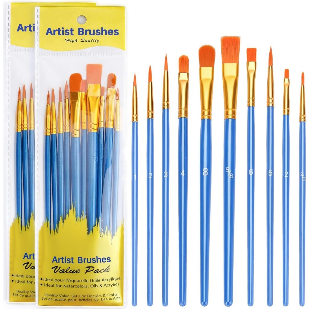 Kit com Pincéis artísticos para pintura cerdas macias – Aquarela, Guache, Óleo, Acrílica