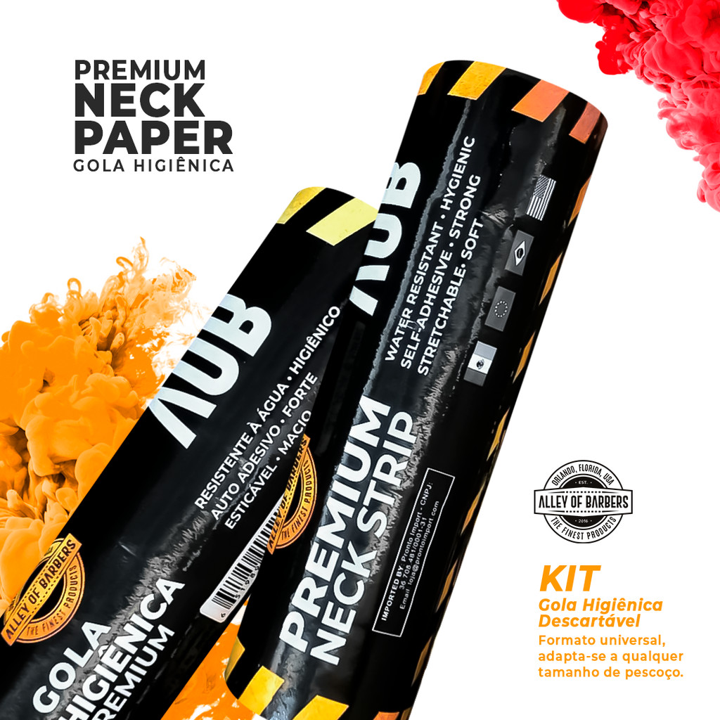 Kit 1000 Golas Higiênicas Descartáveis Alley of Barbers | 10 Rolos Profissional Barbearia Cola Forte
