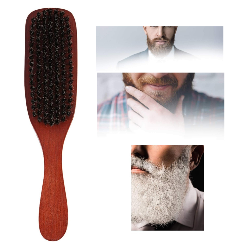 Escova de Madeira Para Barba Escova Para Barba de Madeira Escova Para Degrade Larga Marrom