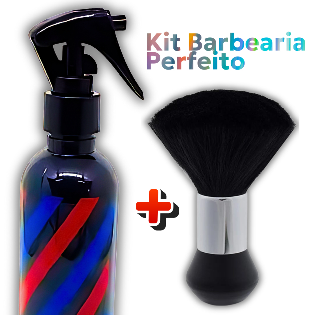 Borrifador Névoa Cabelo Barbearia Barbeiro + Espanador De Cabelo Profissional Ultra Macio